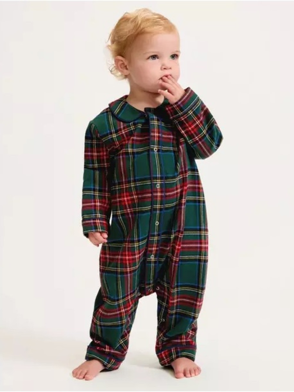Petite Plume Green & Red Tartan Plaid Button-Up